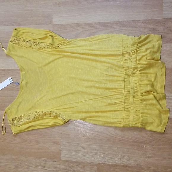 Costa Blanca mustard yellow scoop neck lace insert top XL NWT - Picture 2 of 8